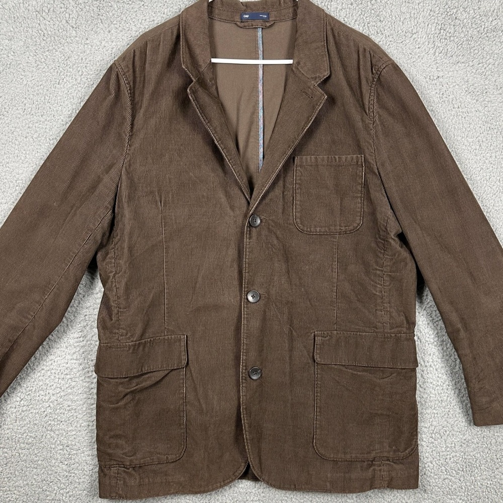 Gap Blazer Corduroy Sport Coat Mens 2XL Brown Long Sleeve 3 Buttons Flap Pockets